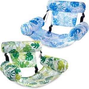 2 Packs Inflatable Pool Lounge Chairs(Blue, Green)