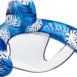 Hammock  Pool Floats Chairs With Plant Pattern (Blue)